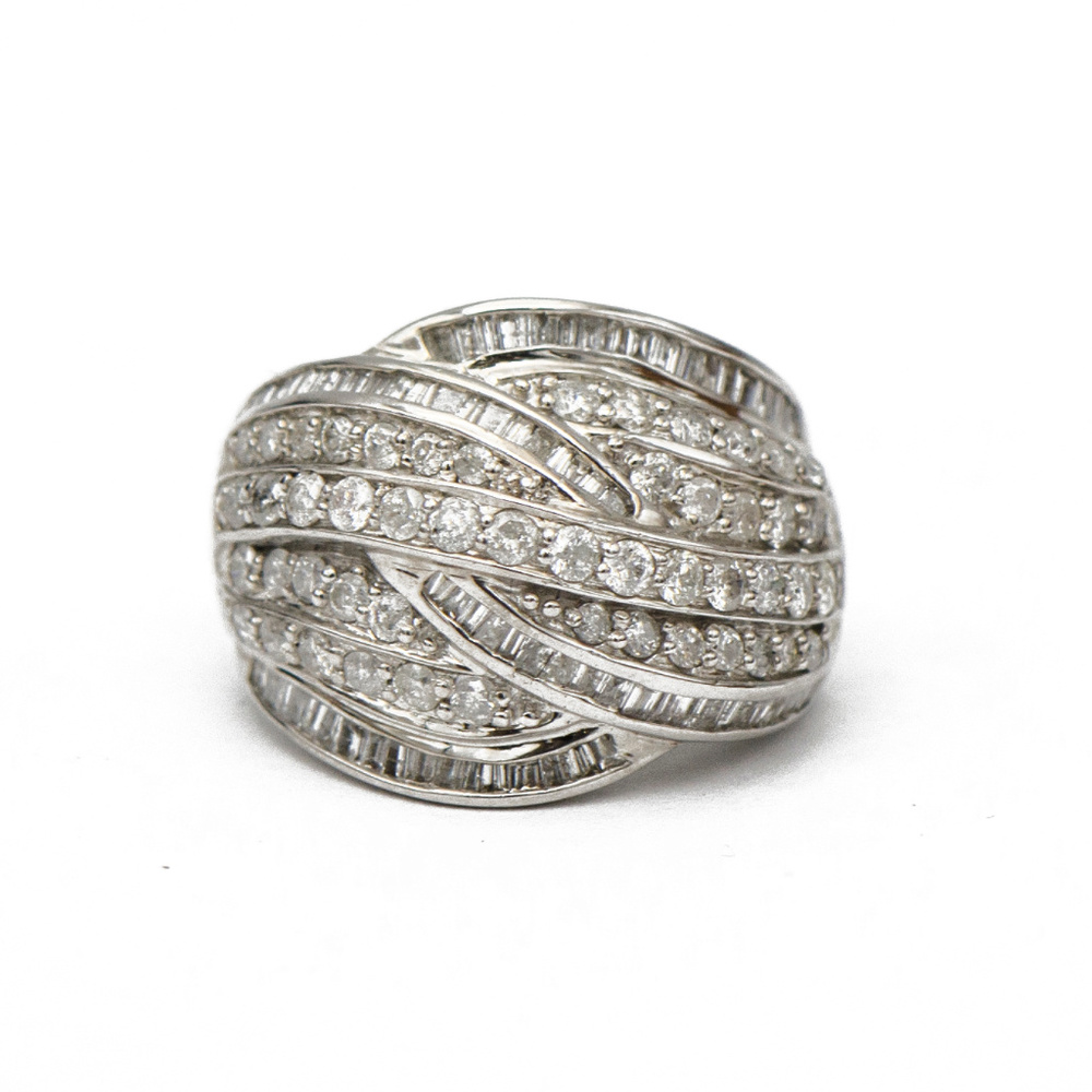 Braided Baguette & Round Diamond Ring